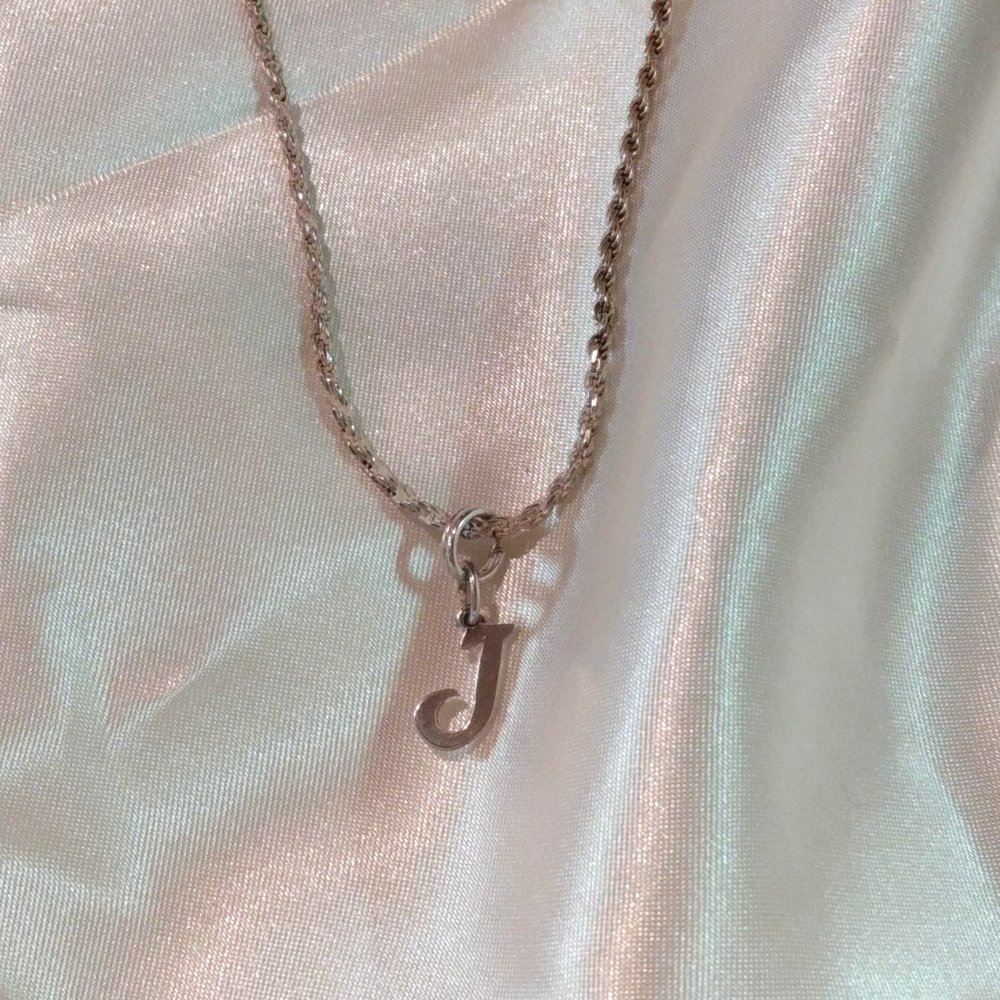 James Avery Script Letter "J" on Italian sterling silver rope chain